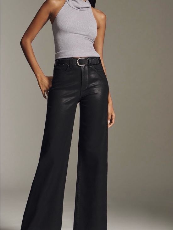 PAIGE Denim - PAIGE Black High-Rise Wide-Leg Jeans